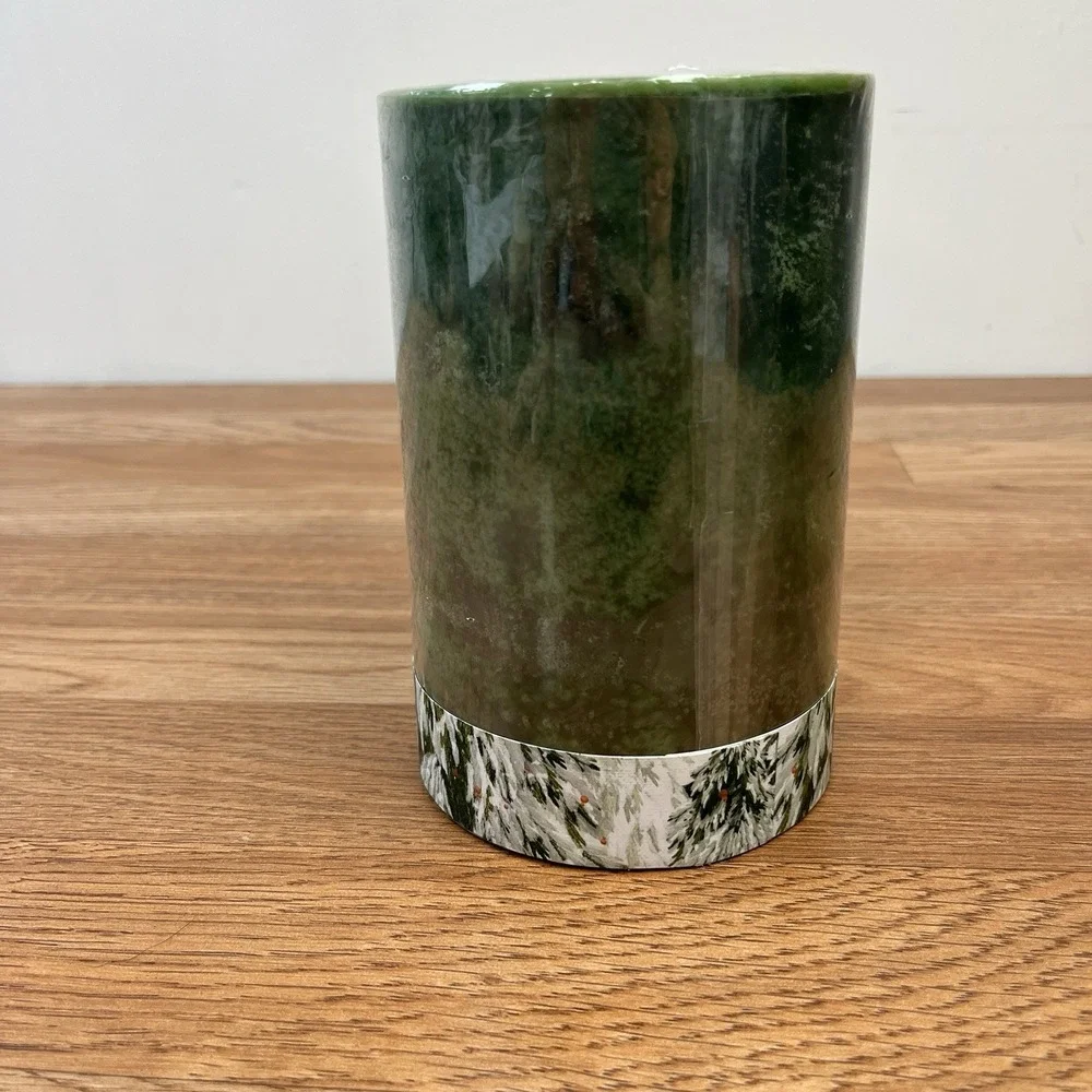 Pier 1 Holiday Forest Large Green Pillar Candle - Smells Like Christmas Tree NEW